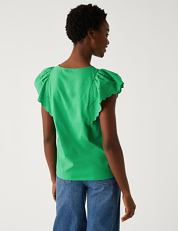 Pure Cotton Broderie Detail Top
