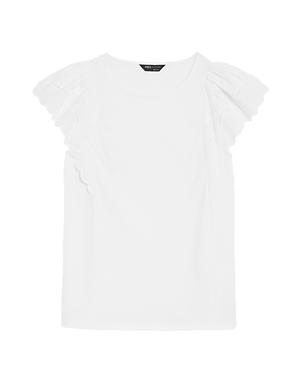 Pure Cotton Broderie Detail Top