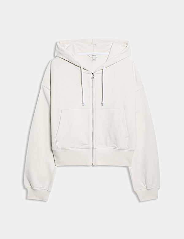 Pure Cotton Cropped Zip Through Hoodie - AU
