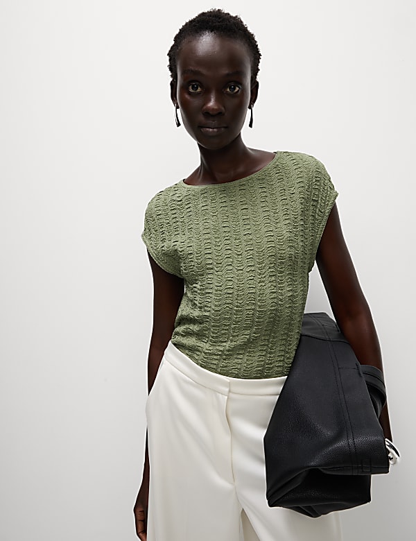 Short Sleeve Textured Top