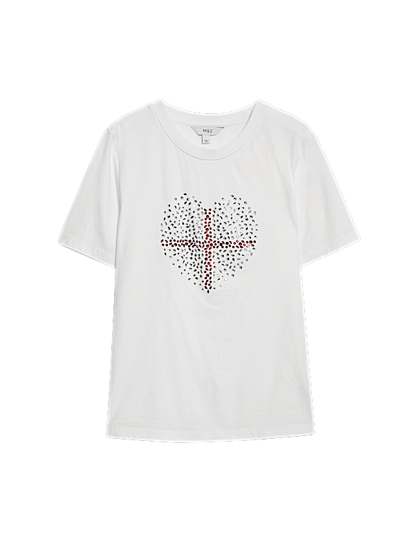 Pure Cotton Embellished Euro Heart T-Shirt