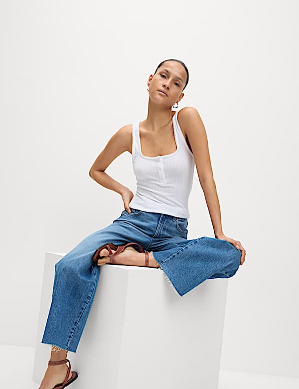 Pointelle Square Neck Vest - ID