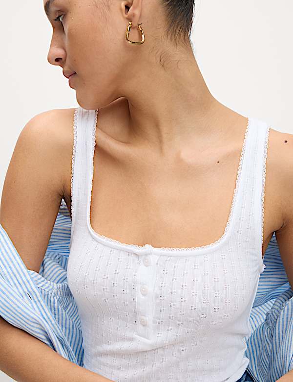 Rompi Leher Persegi Pointelle - ID