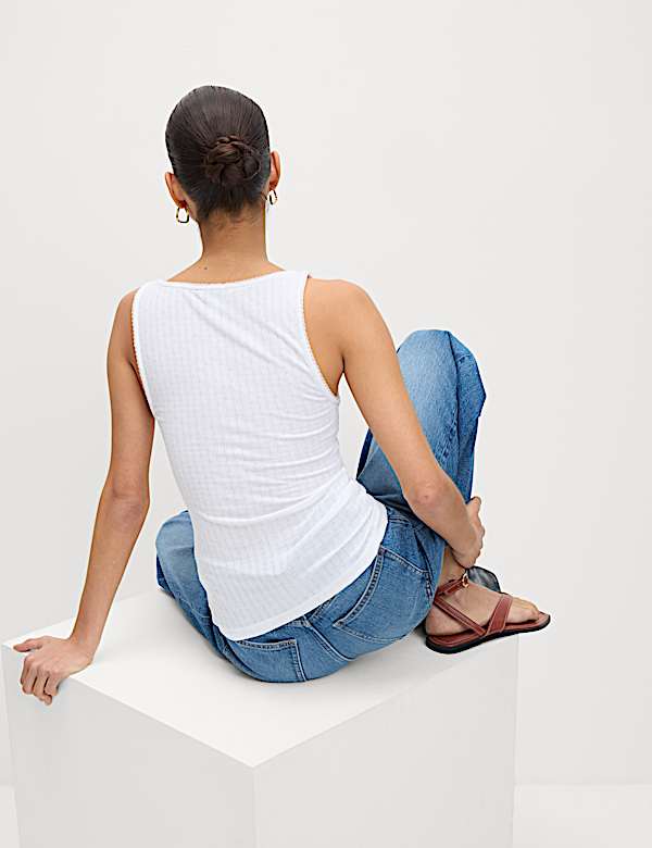 Rompi Leher Persegi Pointelle - ID