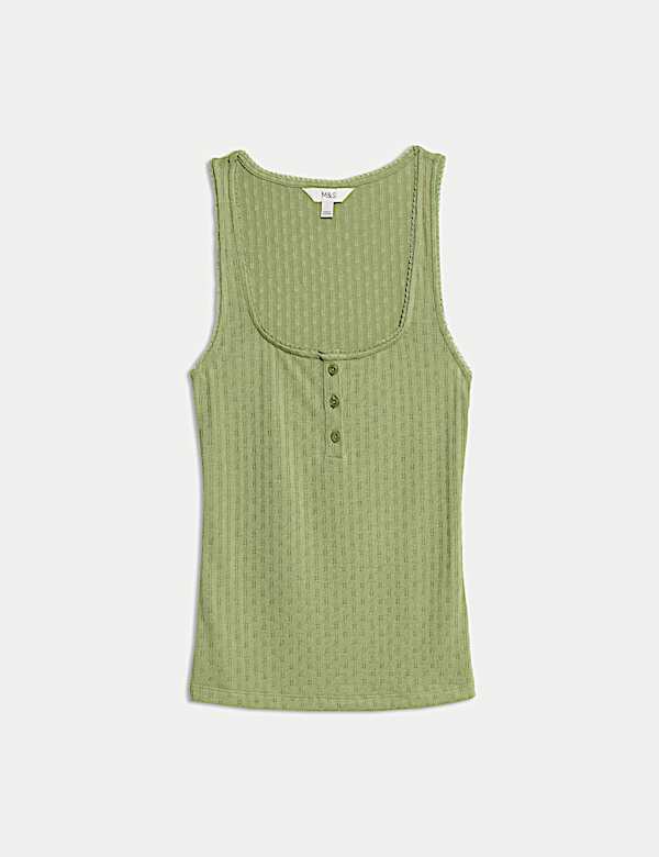 Camiseta de pointelle con escote cuadrado - US