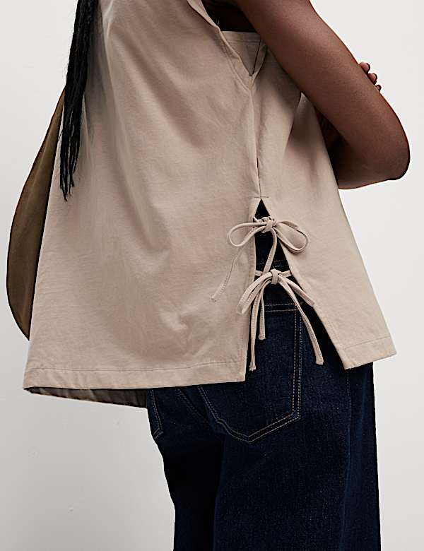 Pure Cotton Side Tie Jersey T-Shirt