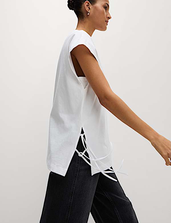 Pure Cotton Side Tie Jersey T-Shirt - BE