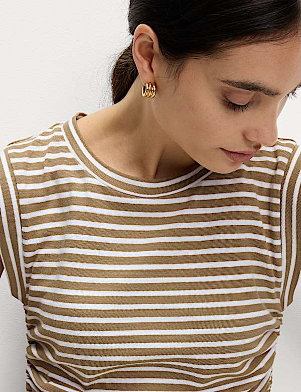 Pure Cotton Striped Drawstring Top