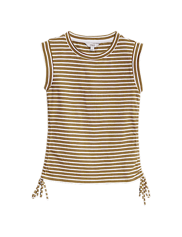 Pure Cotton Striped Drawstring Top