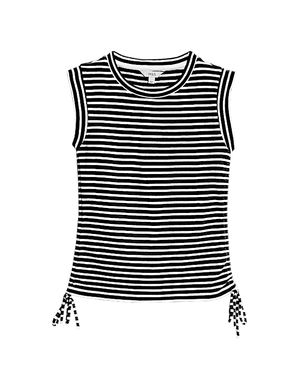 Pure Cotton Striped Drawstring Top