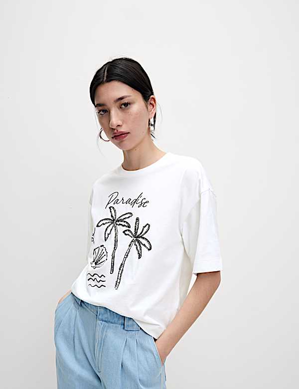 Pure Cotton Embellished T-Shirt