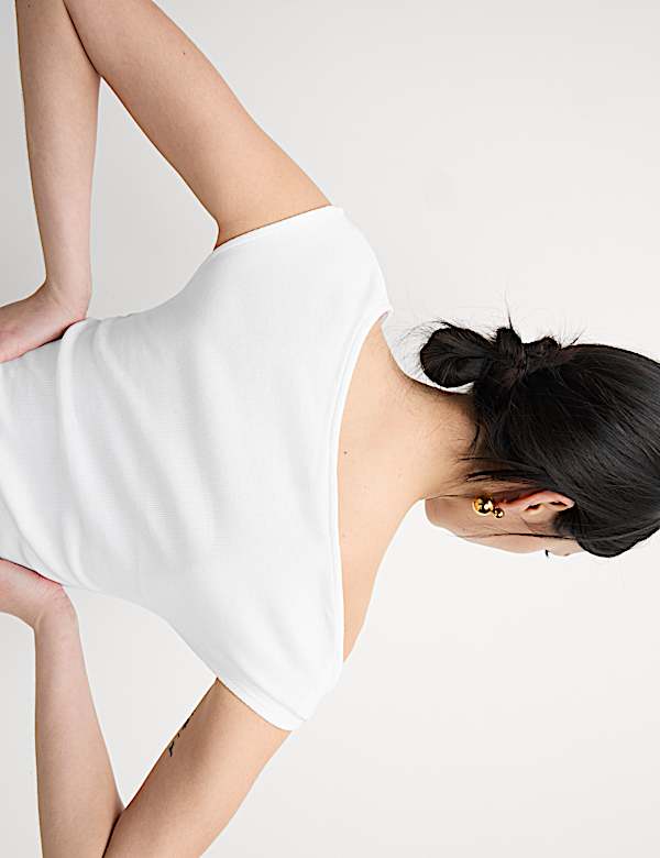 Cotton Rich Asymmetric Neck Vest
