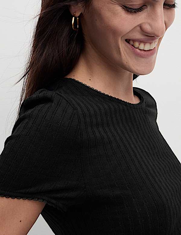 Textured Pointelle T-Shirt - ID