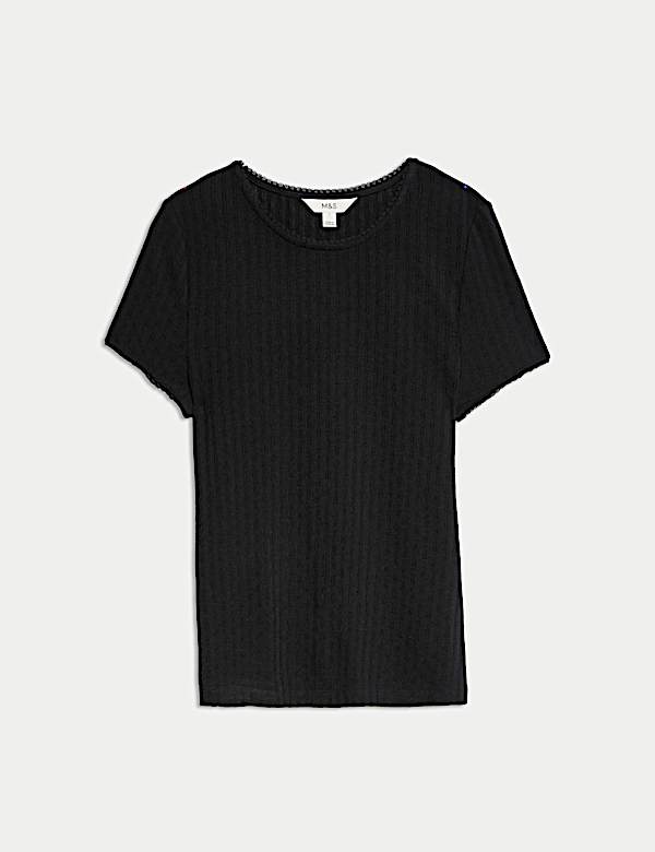 Textured Pointelle T-Shirt - ID