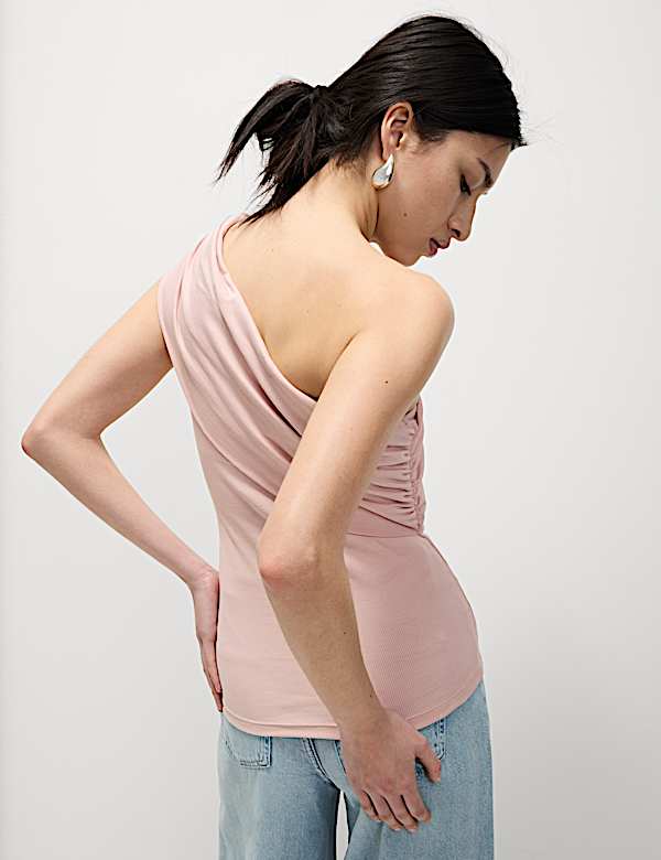 Cotton Rich Ribbed Off The Shoulder Top