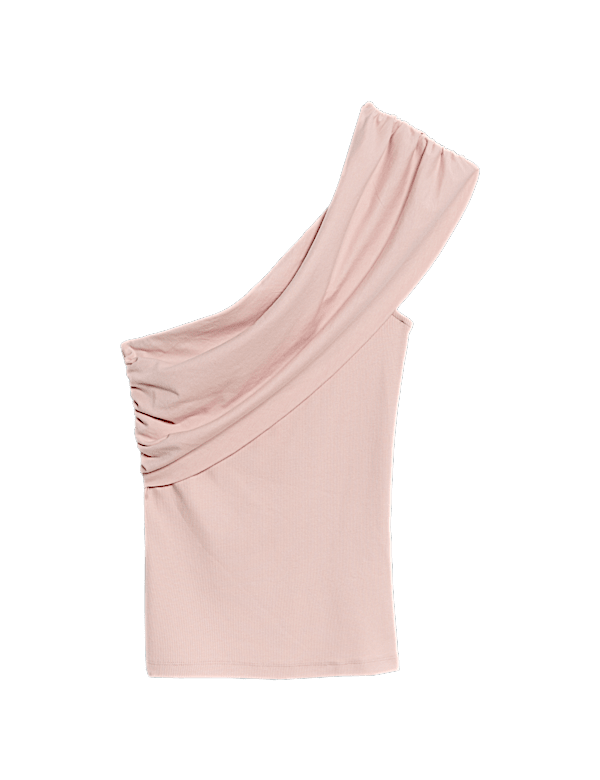 Cotton Rich Ribbed Off The Shoulder Top