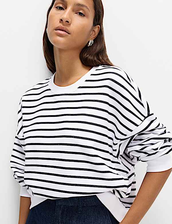 Pure Cotton Striped Sweatshirt - MV