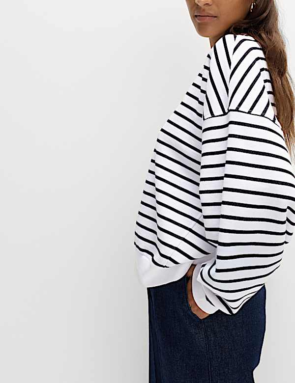 Pure Cotton Striped Sweatshirt - MV