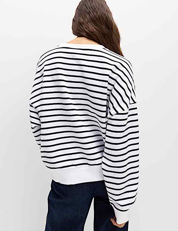 Pure Cotton Striped Sweatshirt - MV
