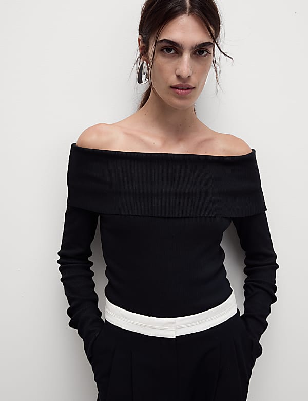 Cotton Rich Off The Shoulder Top - US