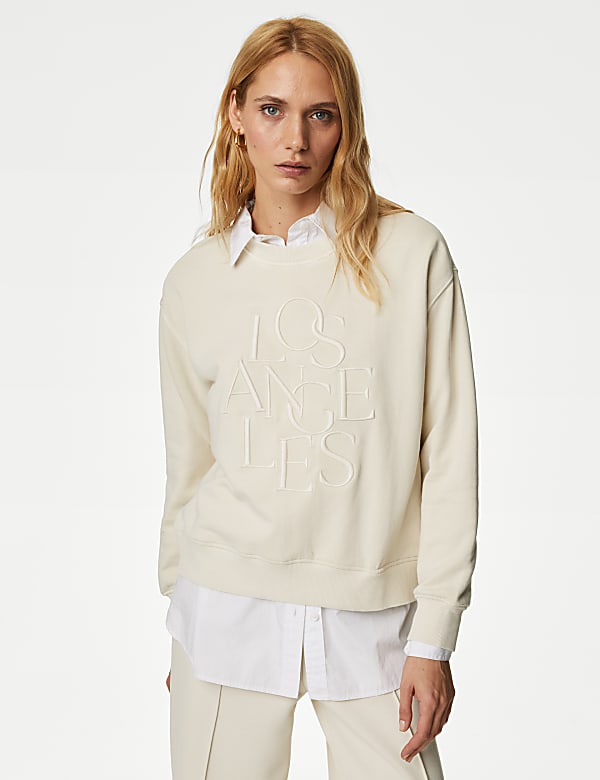 Pure Cotton Slogan Sweatshirt - LU