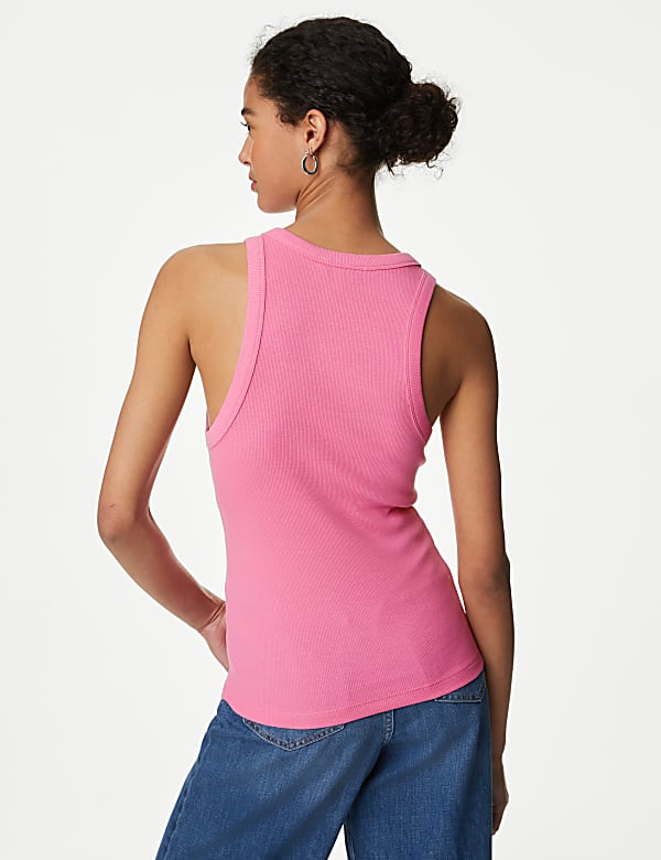 Cotton Rich Ribbed Slim Fit Racer Back Vest