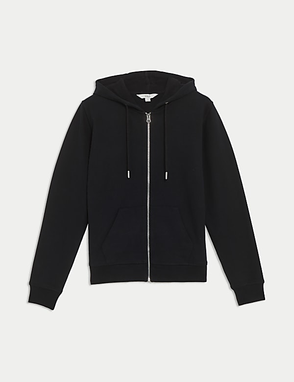 Pure Cotton Zip Up Hoodie BLACK Hoodies M S FR