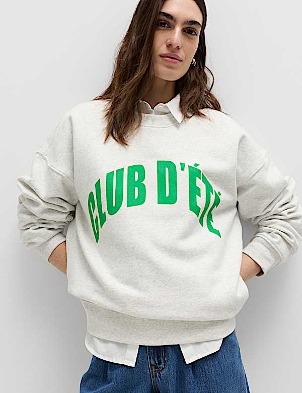 Cotton Rich Slogan Sweatshirt