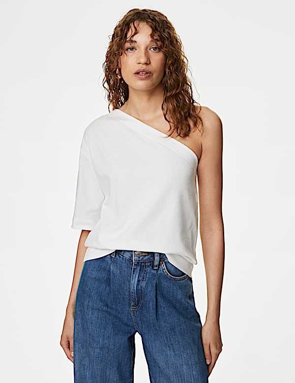 Pure Cotton One Shoulder Top
