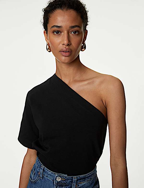 Pure Cotton One Shoulder Top