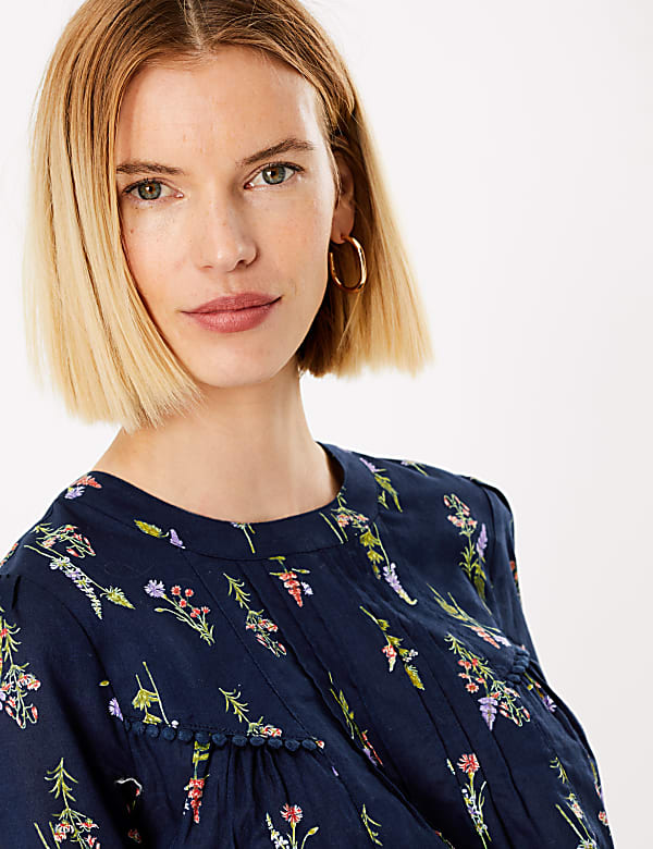 Pure Cotton Floral Print Blouse