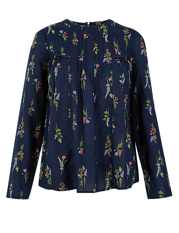 Pure Cotton Floral Print Blouse