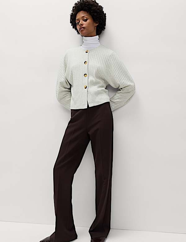 Wide Rib Cosy Button Front Cardigan - MV