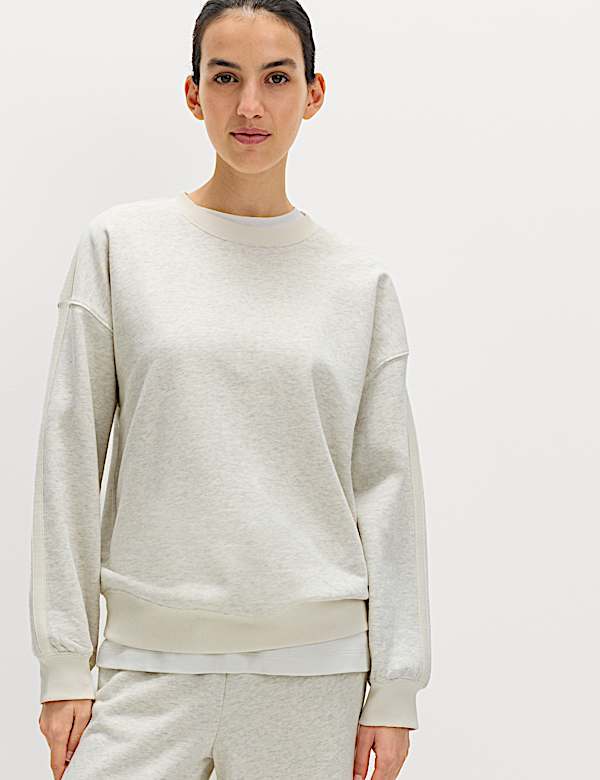 Pure Cotton Slogan Side Striped Sweatshirt