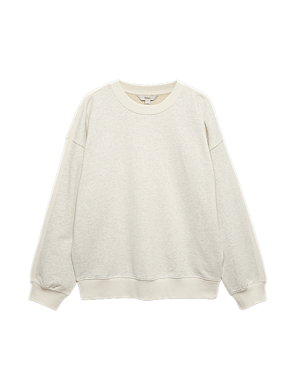 Pure Cotton Slogan Side Striped Sweatshirt