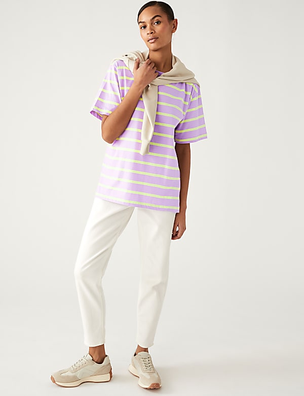 Pure Cotton Oversized Striped T-Shirt