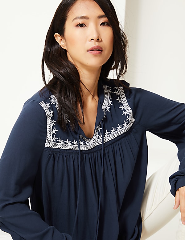 Embroidered Peasant Blouse