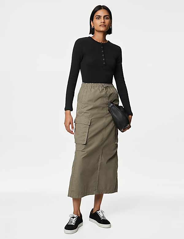Cotton Rich Ribbed Henley Top