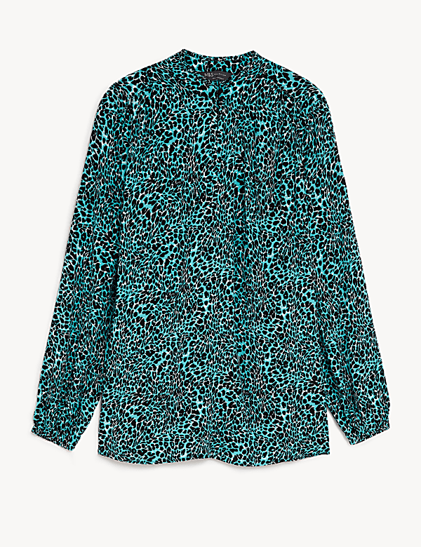 Blusa larga de escote en pico estampada - US