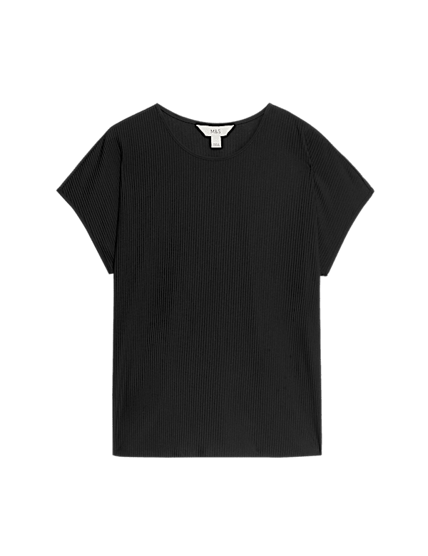 Plisse Round Neck Top