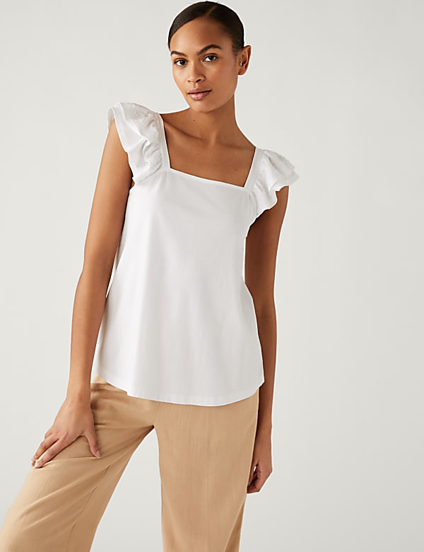 Pure Cotton Ruffle Vest