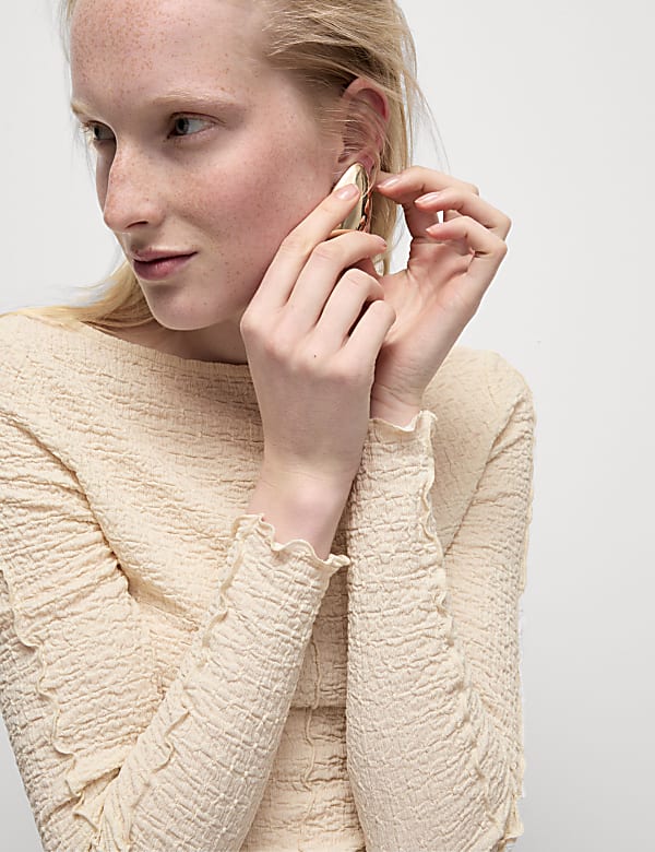 Textured Slash Neck Top