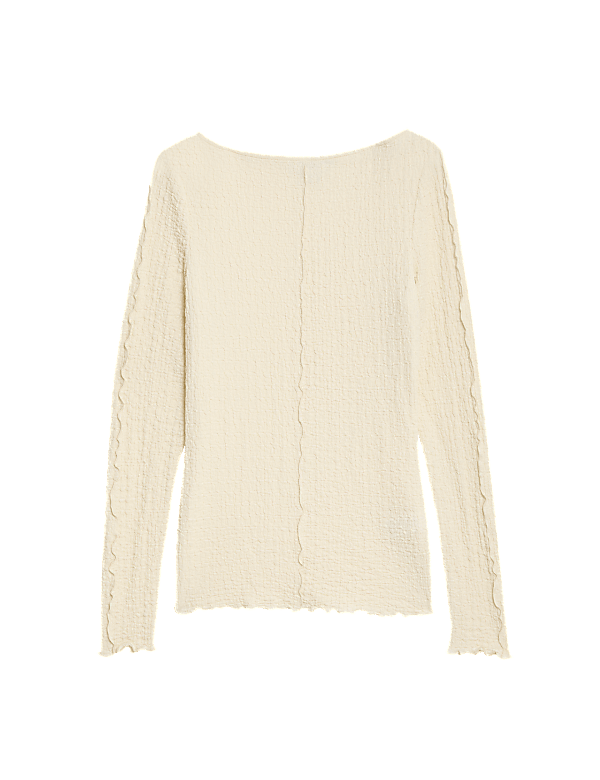Textured Slash Neck Top