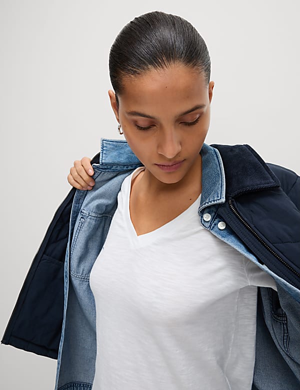 Pure Cotton Long Sleeve V-Neck Top