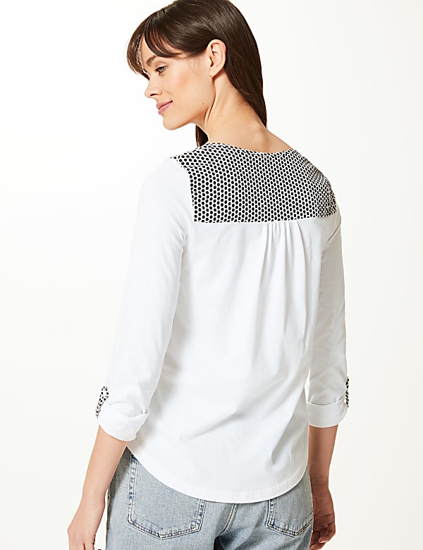 Polka Dot Regular Fit Woven Detail Blouse