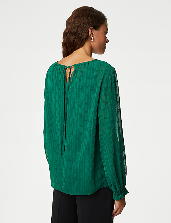 Blouse en mousseline &agrave; pois - FR