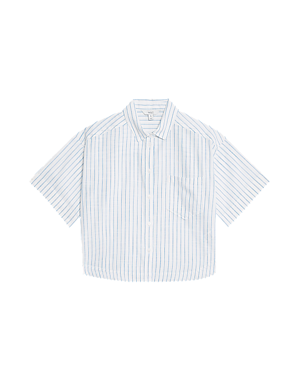 Pure Cotton Cropped Striped Shirt