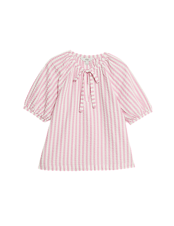 Pure Cotton Textured Striped Top