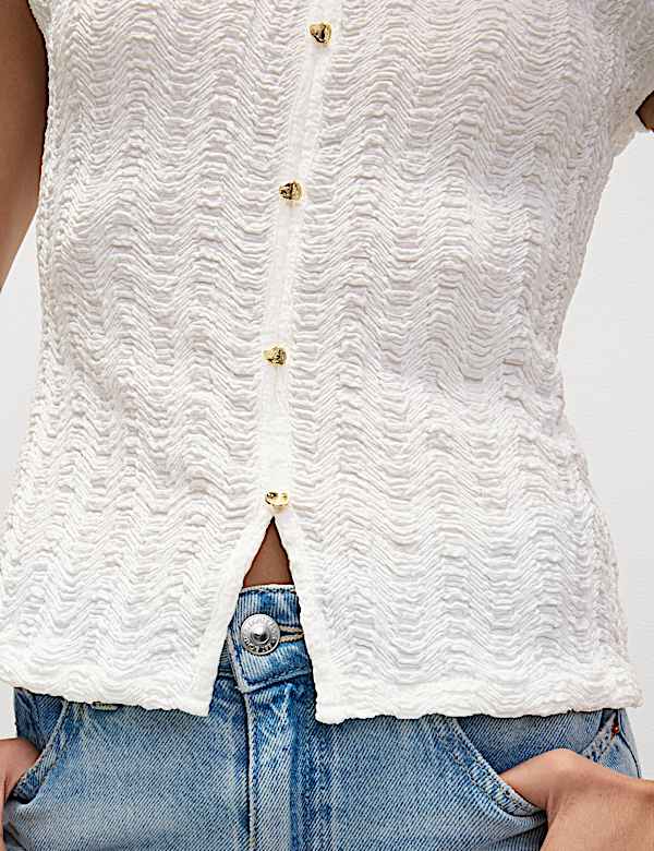 Textured Button Through Waistcoat Top - JE