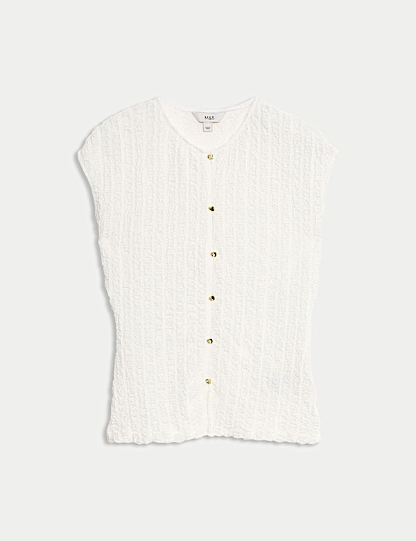 Textured Button Through Waistcoat Top - JE